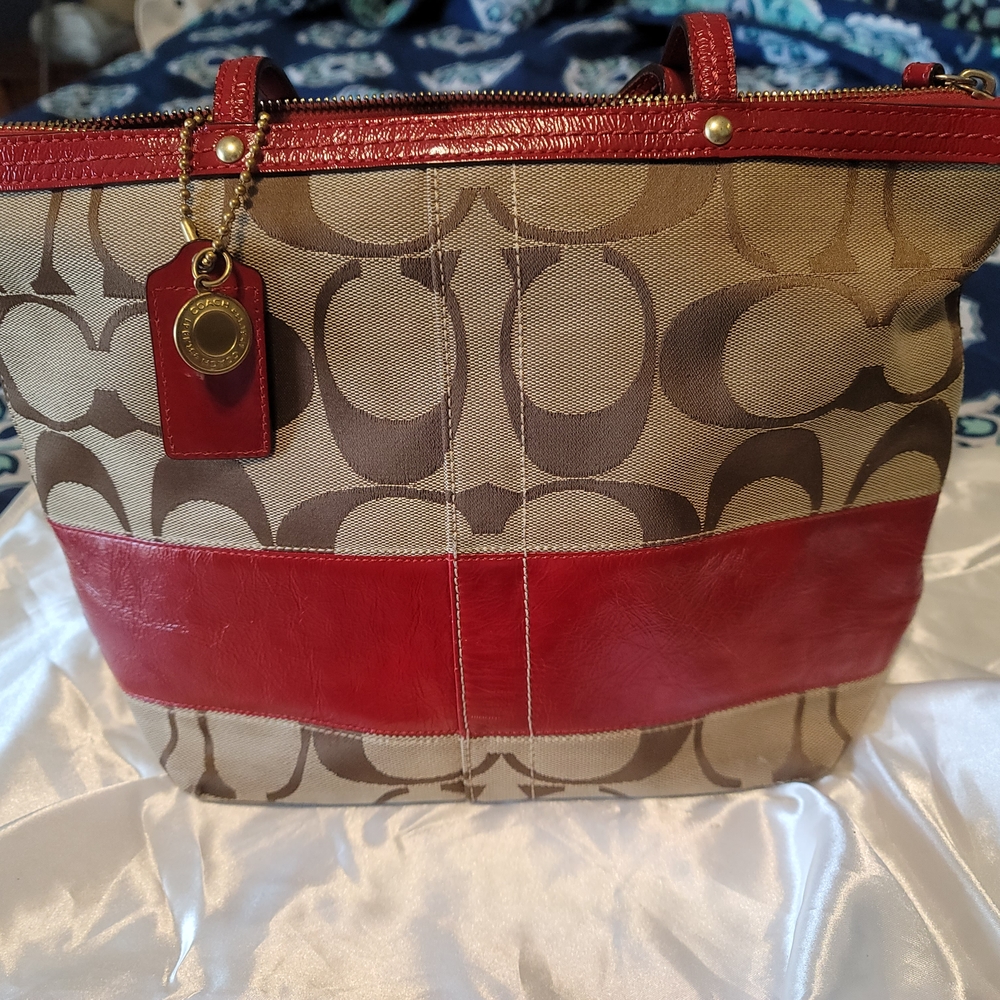 Stylish Red and Tan Women's Bag